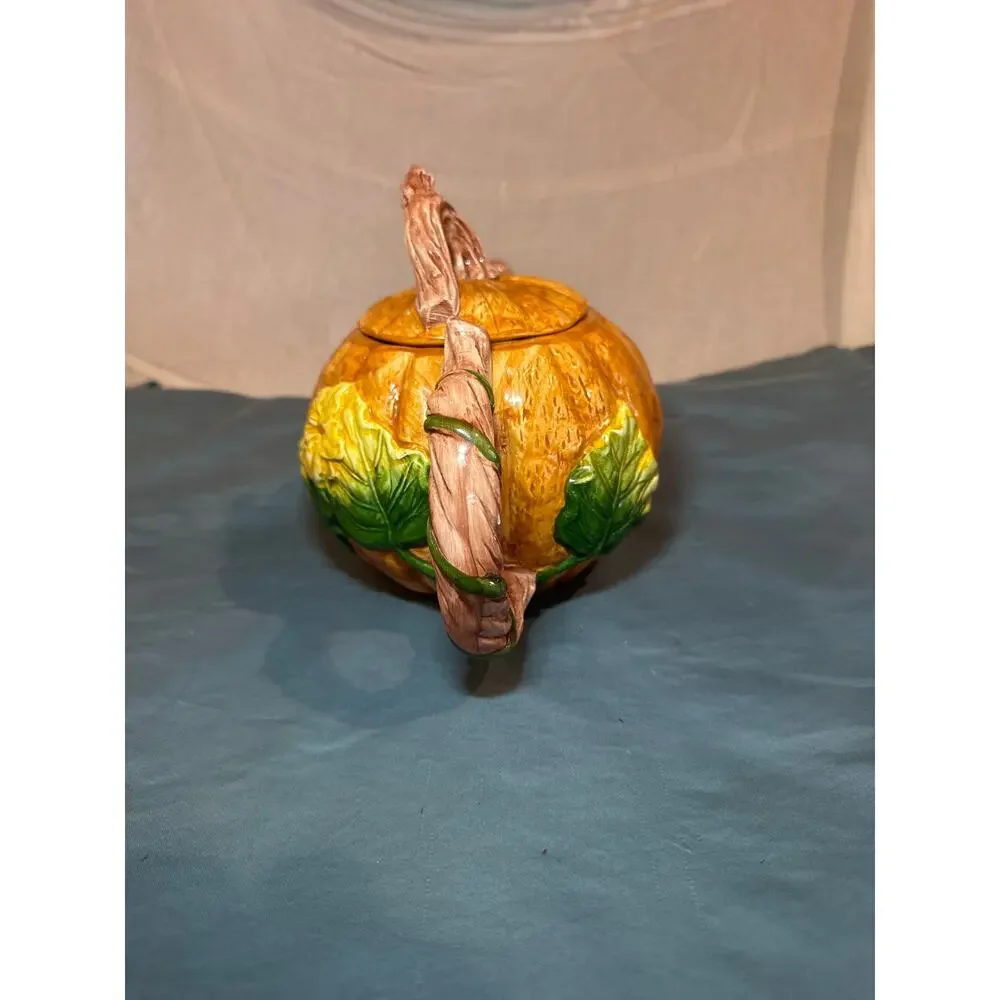 Vintage Regent Gallery Ceramic Pumpkin Teapot Fall Harvest Thanksgiving Tea Pot